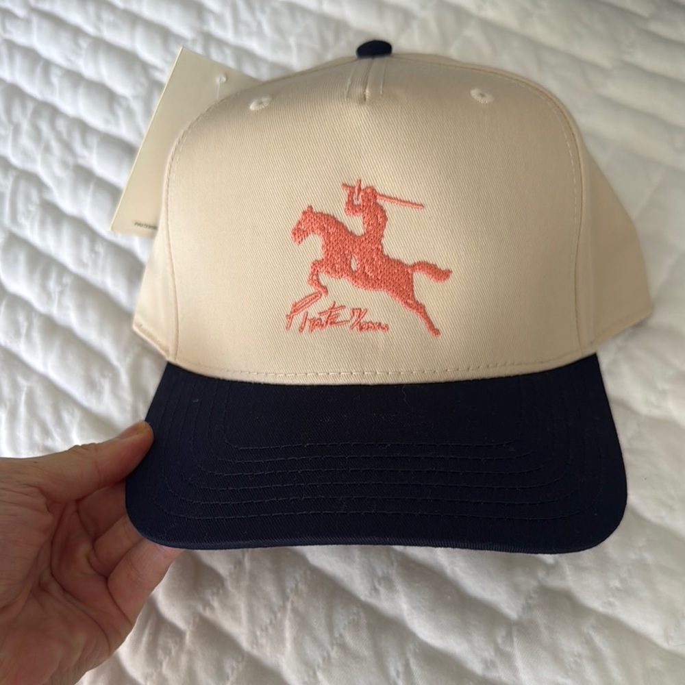 NWT Pirate worldwide Polo Cream and Blue hat